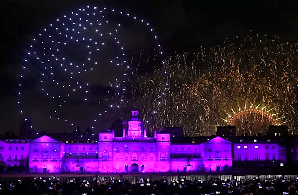 Drones and Fireworks Ring in 2023 and Celebrate Queen Elizabeth II